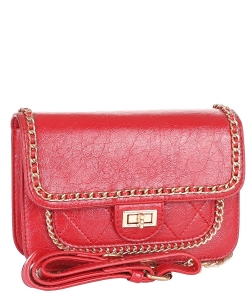 Faux Chained Crossbody Bag 6299 RED